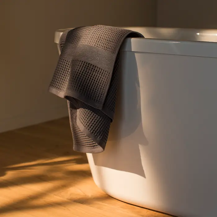 image en avant drap de bain naiade gris